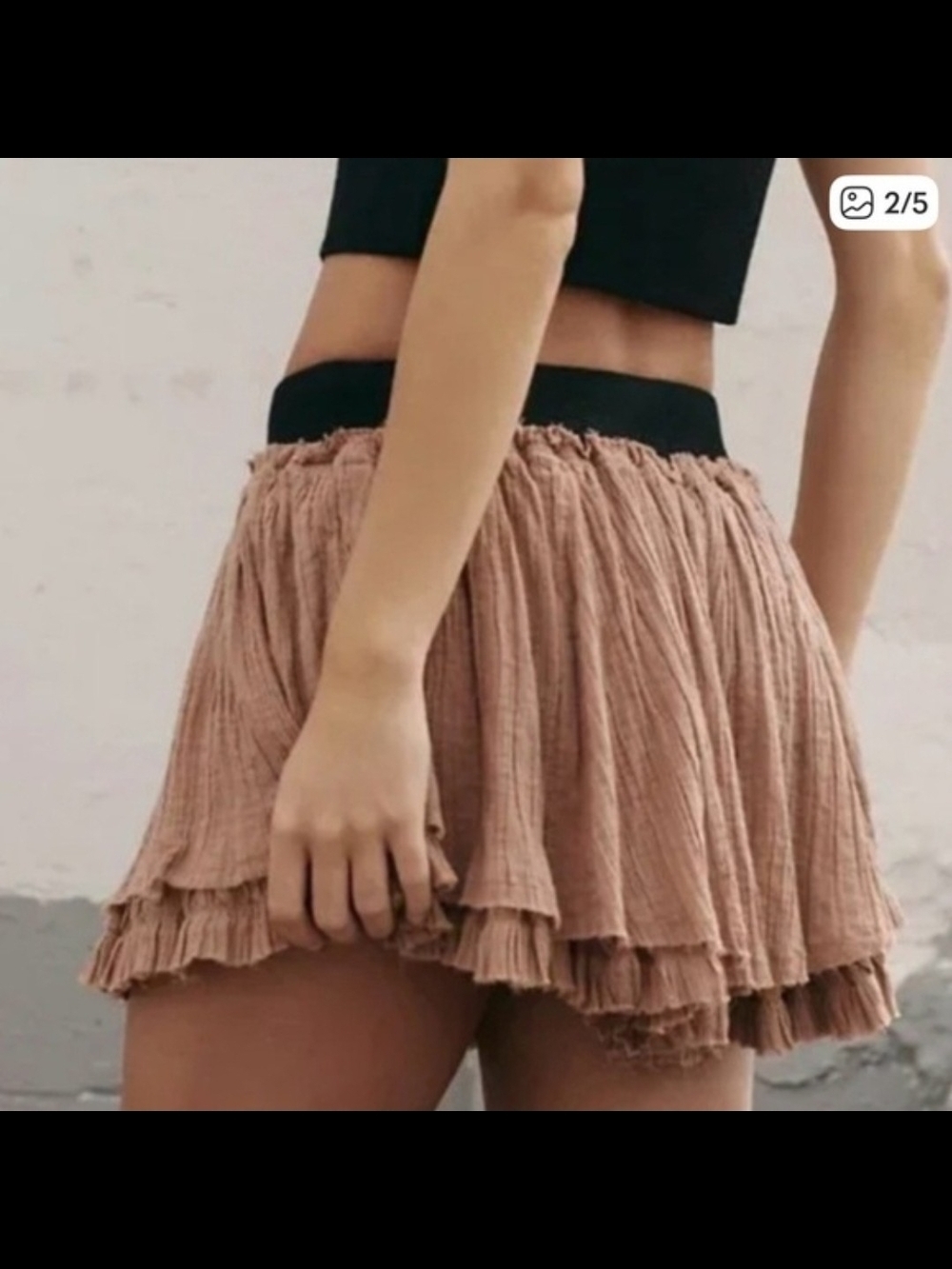 Free People Ruffled Gauze Mini Skirt in Dusty Rose Size S NEW